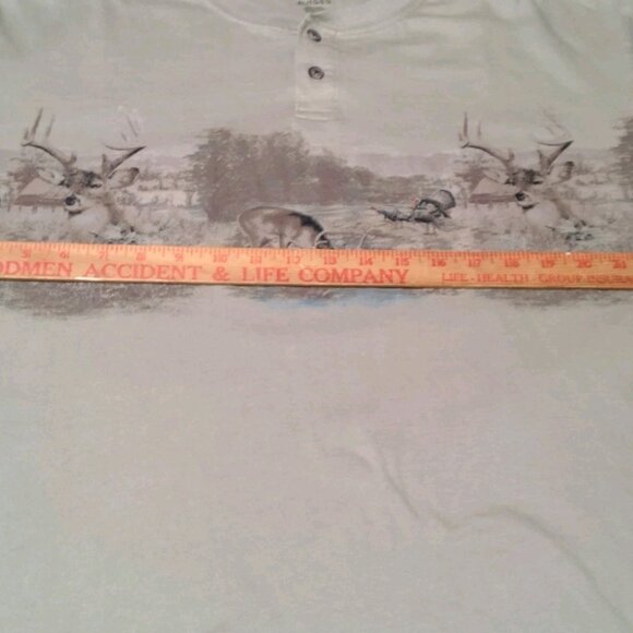 Redhead Henley Shirt Men XL Buck Deer Turkey Hunting Hunt Tan Animals Cabincore - Picture 5 of 10